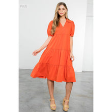 Load image into Gallery viewer, /Size XL/ Collared Tiered Short Sleeve Midi Dress
