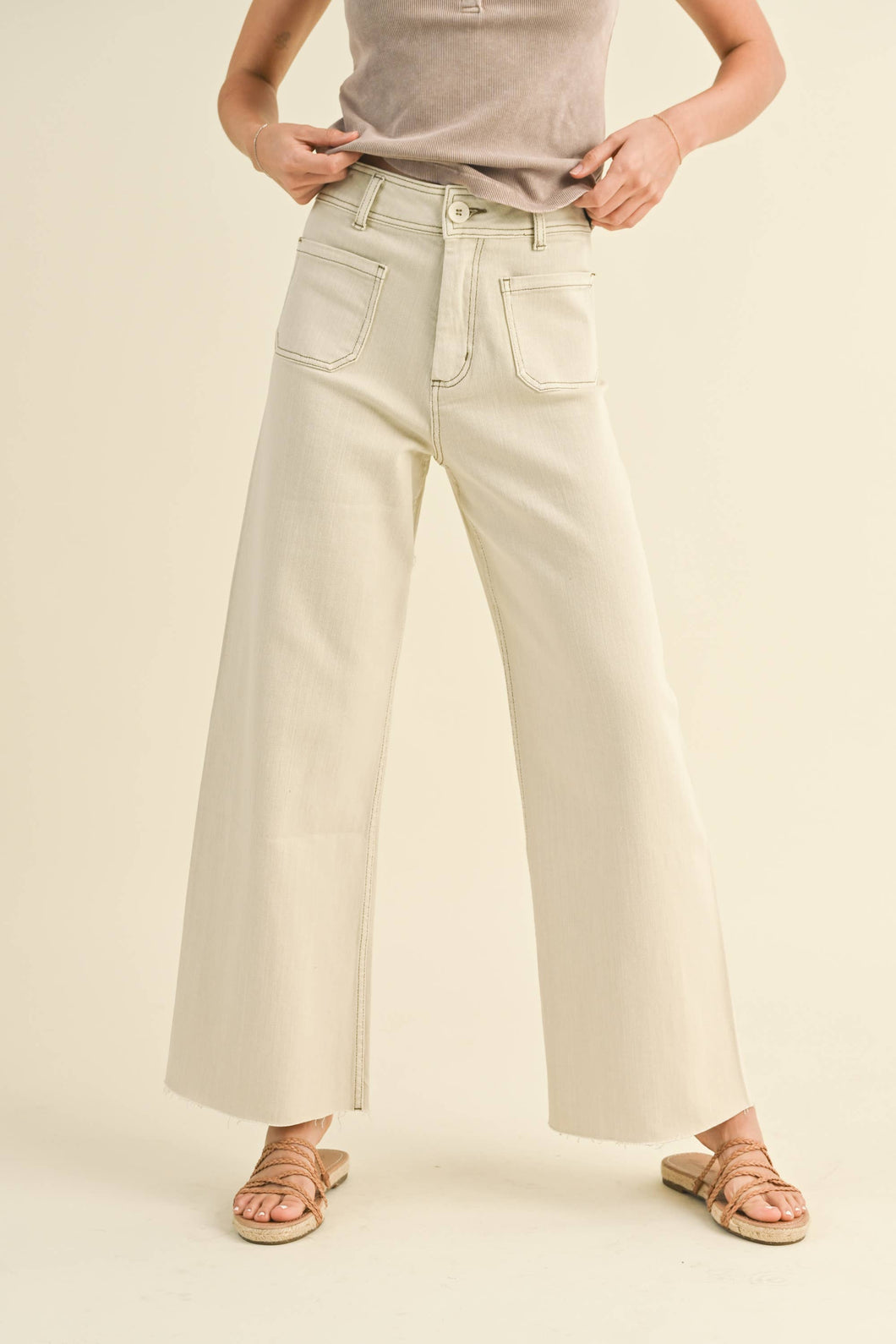 MMP1913   STRAIGHT WIDE LEG PANTS WITH FRONT POCKET