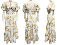 Load image into Gallery viewer, Puff off the shoulder twist floral prairie maxi dress
