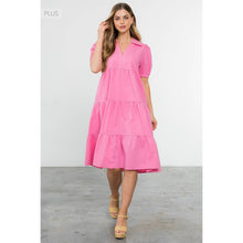 Load image into Gallery viewer, /Size XL/ Collared Tiered Short Sleeve Midi Dress

