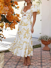 Load image into Gallery viewer, Puff off the shoulder twist floral prairie maxi dress
