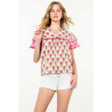 Load image into Gallery viewer, Short Sleeve Floral Print Top
