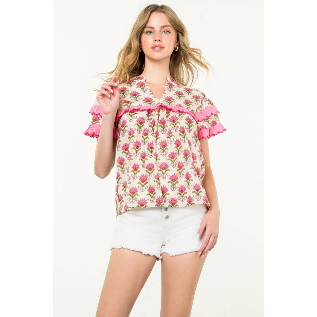 Short Sleeve Floral Print Top