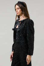 Load image into Gallery viewer, Katy Sequin Bow Tie Cardigan
