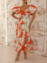 Load image into Gallery viewer, Puff off the shoulder twist floral prairie maxi dress
