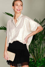 Load image into Gallery viewer, Collared Neck Button Down Metallic Woven Blouse Top VT81625F
