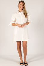 Load image into Gallery viewer, Poplin Ribbon Sleeve Tie Button Up Dress

