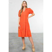 Load image into Gallery viewer, /Size XL/ Collared Tiered Short Sleeve Midi Dress
