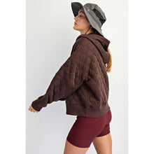 Load image into Gallery viewer, QUILTED QUARTER ZIP HOODIE JACKET
