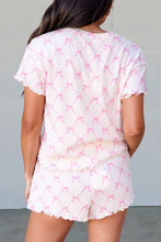 Load image into Gallery viewer, Bow Knot Lettuce Trim Two Piece Lounge Shorts Set | S-XL
