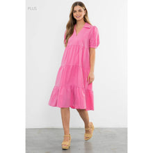 Load image into Gallery viewer, /Size XL/ Collared Tiered Short Sleeve Midi Dress
