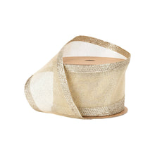 Load image into Gallery viewer, 2 1/2&quot; Wired Glitter Ribbon | Gold | 10 Yard Roll
