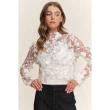 Load image into Gallery viewer, 3D FLOWER EMBROIDERY SLIM FIT CROP TOP
