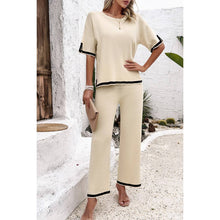Load image into Gallery viewer, Two Pieces Outfits Knit Short Sleeve Wide Leg Lounge Sets
