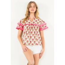 Load image into Gallery viewer, Short Sleeve Floral Print Top
