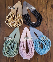 Load image into Gallery viewer, * CHUNKY BEADED LAYERED NECKLACE Faux leather neck magnetic
