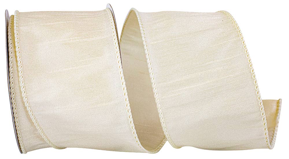 Dupioni Supreme Wired Edge, Ivory, 2-1/2 In, 10 Yards