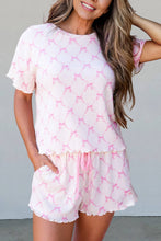 Load image into Gallery viewer, Bow Knot Lettuce Trim Two Piece Lounge Shorts Set | S-XL
