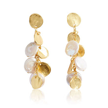Load image into Gallery viewer, Coin &amp; Pearl Chandelier Drop Earrings

