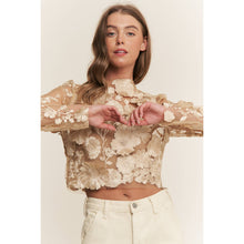 Load image into Gallery viewer, 3D FLOWER EMBROIDERY SLIM FIT CROP TOP
