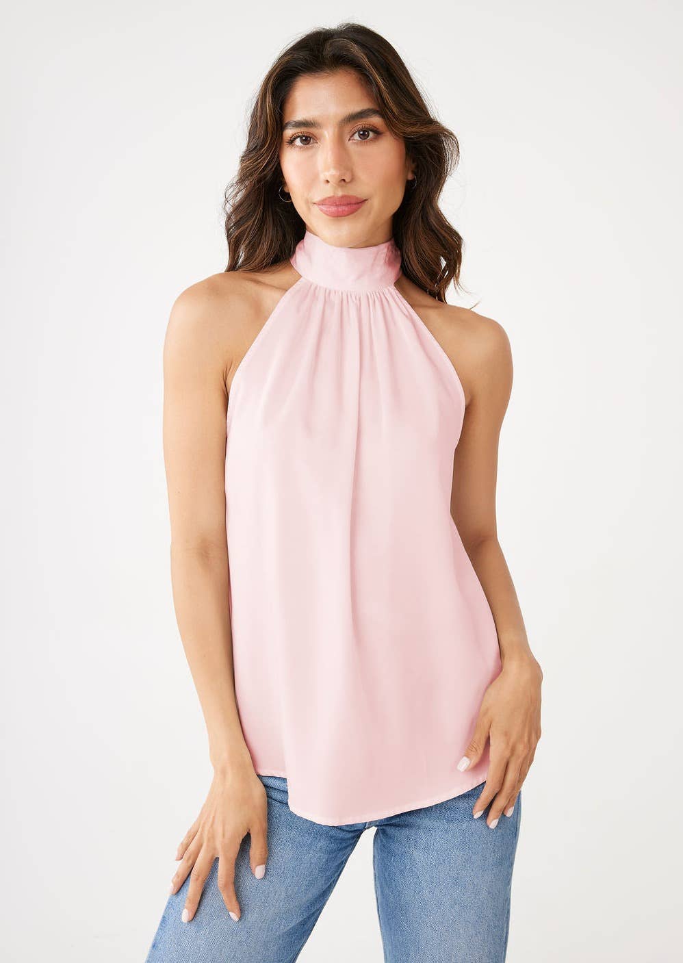 Rory Blush Satin Halter Top