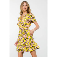 Load image into Gallery viewer, Short Sleeve Smocked Leaf Print Dress
