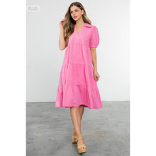 Load image into Gallery viewer, /Size XL/ Collared Tiered Short Sleeve Midi Dress
