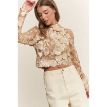 Load image into Gallery viewer, 3D FLOWER EMBROIDERY SLIM FIT CROP TOP
