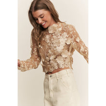 Load image into Gallery viewer, 3D FLOWER EMBROIDERY SLIM FIT CROP TOP
