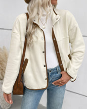 Load image into Gallery viewer, Contrast Color Polar Fleece Short Stand Collar Casual Jacket
