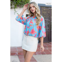 Load image into Gallery viewer, /Size XL/ Floral Puff Sleeve Pleated Blouse
