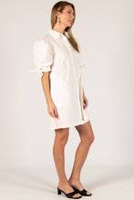 Load image into Gallery viewer, Poplin Ribbon Sleeve Tie Button Up Dress

