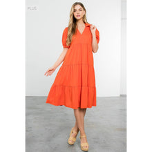 Load image into Gallery viewer, /Size XL/ Collared Tiered Short Sleeve Midi Dress
