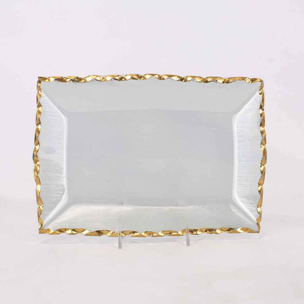 Seward Rectangle Serving Tray   Clear/Gold   11x7.75