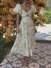 Load image into Gallery viewer, Puff off the shoulder twist floral prairie maxi dress

