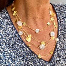Load image into Gallery viewer, Chic Multi-Strand Coin &amp; Flat Pearl Statement Necklace
