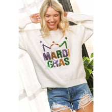 Load image into Gallery viewer, MARDI GRAS SQUINCE PRINT RELAXED FIT PULLOVER TOP
