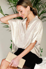 Load image into Gallery viewer, Collared Neck Button Down Metallic Woven Blouse Top VT81625F
