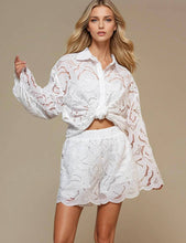 Load image into Gallery viewer, Ladies Hallow Out Botton Down Shirt Shorts 2PCS Set SKST50314
