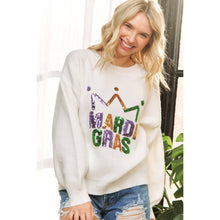 Load image into Gallery viewer, MARDI GRAS SQUINCE PRINT RELAXED FIT PULLOVER TOP
