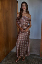 Load image into Gallery viewer, L9110 | Woven Polyester Satin Polka Dot Cowl Neck Maxi Dress
