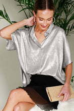 Load image into Gallery viewer, Collared Neck Button Down Metallic Woven Blouse Top VT81625F
