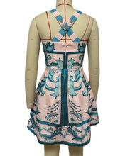Load image into Gallery viewer, Cross Back Vintage Boho Print Slip Mini Dress
