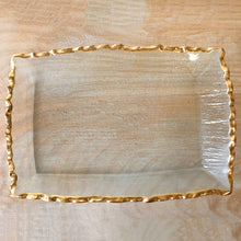 Load image into Gallery viewer, Seward Rectangle Serving Tray   Clear/Gold   11x7.75
