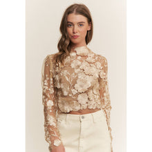 Load image into Gallery viewer, 3D FLOWER EMBROIDERY SLIM FIT CROP TOP
