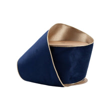 Load image into Gallery viewer, 4&quot; Reversible Classic Velvet Wired Ribbon | Navy/Gold | 10 Yard Roll
