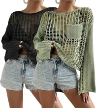 Load image into Gallery viewer, Hollow Out Knit Drop Sleeve Sweater
