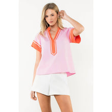 Load image into Gallery viewer, Contrast Trim Short Sleeve Top
