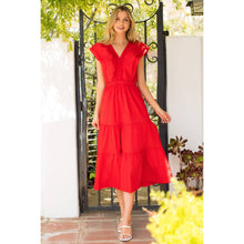 Load image into Gallery viewer, Ruffle Shoulder Tiered Floral Maxi Dress
