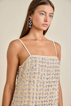 Load image into Gallery viewer, FLOWER SEQUIN EMBLISHED SLEEVELESS MINI DRESS
